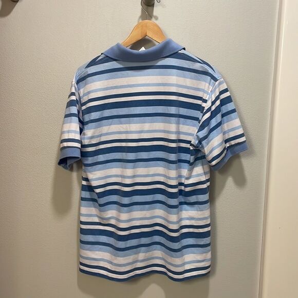 Lacoste Mens polo blue and white striped collared shirt - Picture 6 of 13